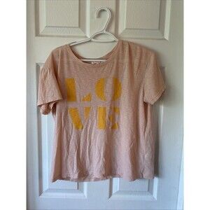 Sundry T Shirt Women’s Size 1 Short Sleeve Graphic Love Pima Cotton Pink USA